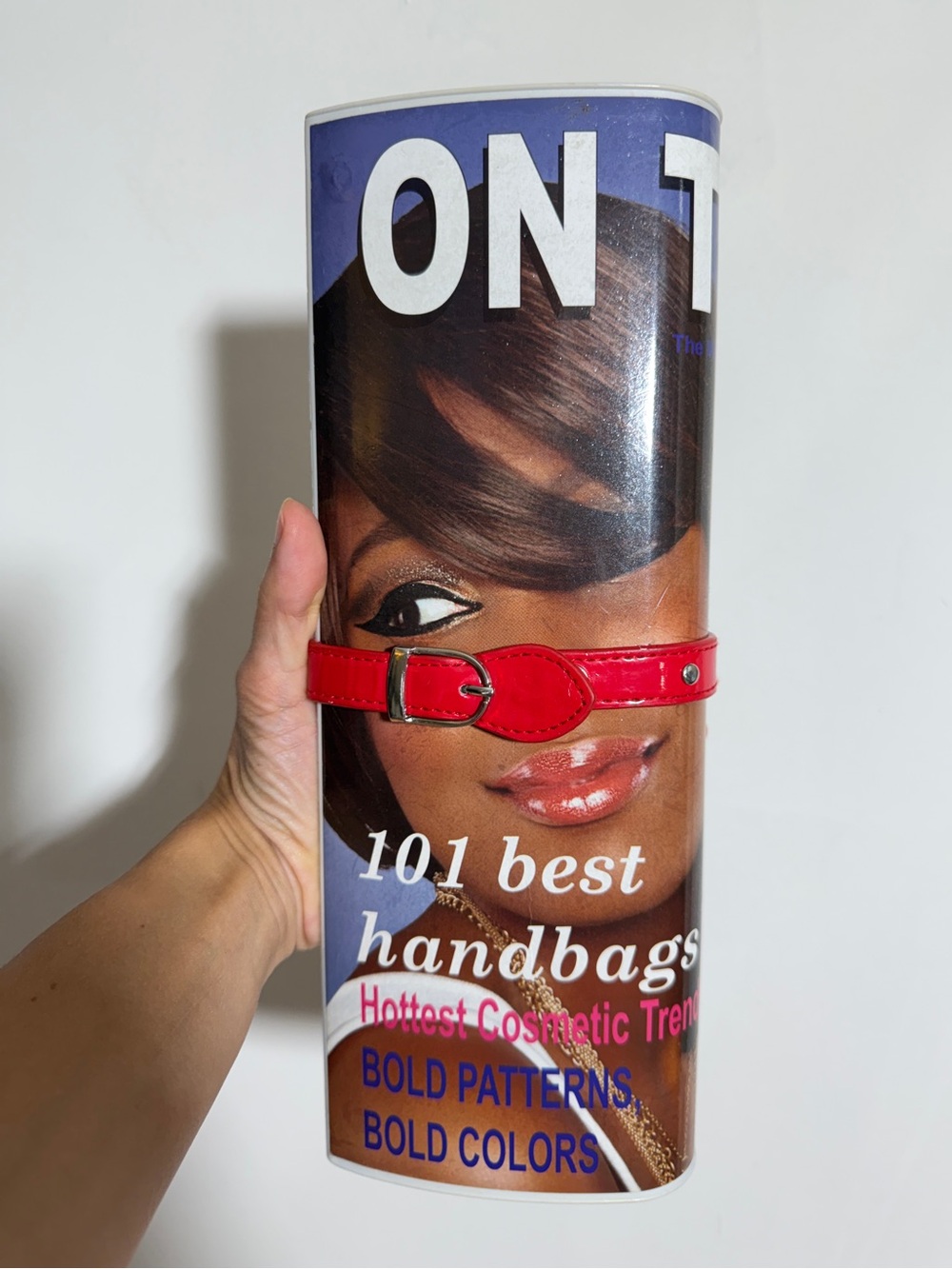 Rare 1970s editorial magazine roll clutch design purse
